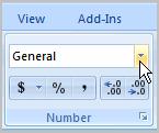 To Format Numbers and Dates 1. Select the cell or cells you want to format. 2. Left-click the drop-down arrow next to the Number Format box on Home tab. 3.