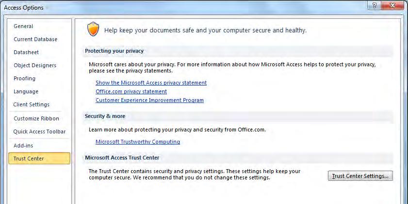 2 Click on MovieMaker Database. 3 Click on. Access 2010 has improved security measures to protect your PC from viruses.