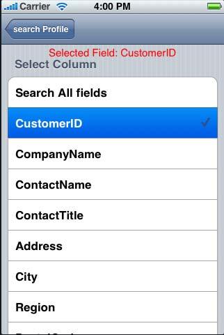 Select the Column name in which you want search data. 4.
