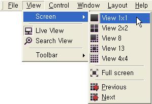 5.2 Screen Split For the efficient observation, 6 screen split modes are available: 1, 4, 8, 11, 16-screen and Full-screen configurations.