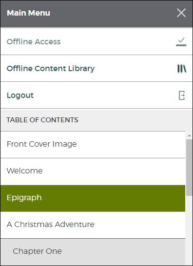 Alternatively, you can also hover over the right or left side of your browser and select the associated arrow to go forward and backward within your book.