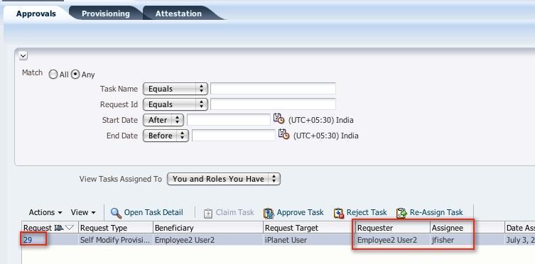 OIM 11g Workshop - Lab 5 2.4.60.Select the Task and click Reject Task link.