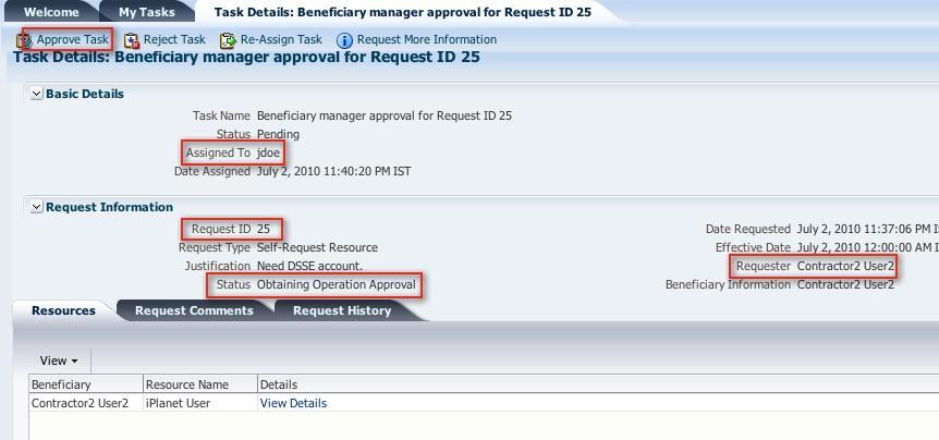 2.2.45.Open the Request details, review it and approve it. This should not complete the approval process. 2.2.46.