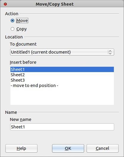 Figure 17: Move/Copy Sheet dialog Deleting sheets Sheets can be deleted individually or in groups.