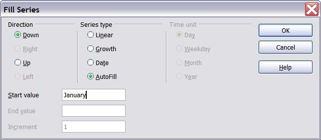 as well. To add a fill series to a spreadsheet, select the cells to fill, choose Edit > Fill > Series.