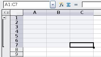 choosing Data > Group and Outline > Group. On the Group dialog, you can choose whether to group the selected cells by rows or columns.
