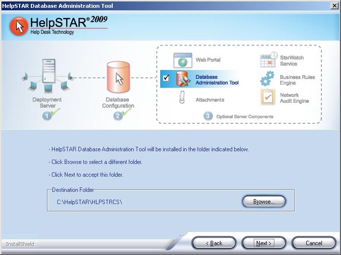 Part 3 Database Administration Tool The HelpSTAR Database Administration Tool allows you to: Backup and Restore the HelpSTAR database. Start or Stop the SQL Server Agent.