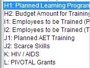 1 Click on Form H1: Planned Learning Programmes from the WSP & ATR Forms Menu 2 Click