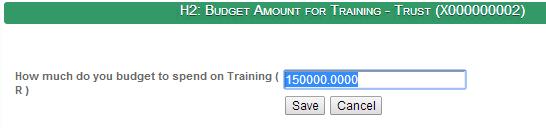 1 Click on Form H2 Budget Amount for Training from the WSP & ATR