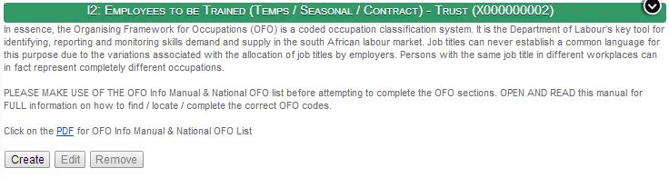 9.7 Form I2: Employees to be Trained (Temp) The section below outlines the process for