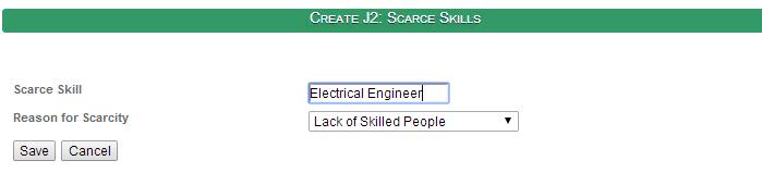 1 Click on Form J2: Scarce Skills from the WSP & ATR Forms Menu 2 Click on the Create button 3 Complete the