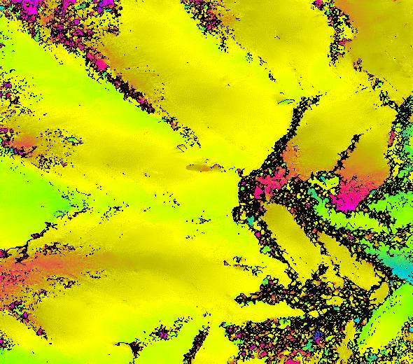 The simulated interferogram was co-registered to the SAR measured one to within a pixel accuracy.