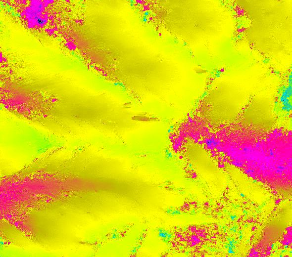 the residual interferogram is the D-InSAR product as shown in Fig 3. left. The D-InSAR interferogram was then smoothed using spectral filtering to reduced the speckle.