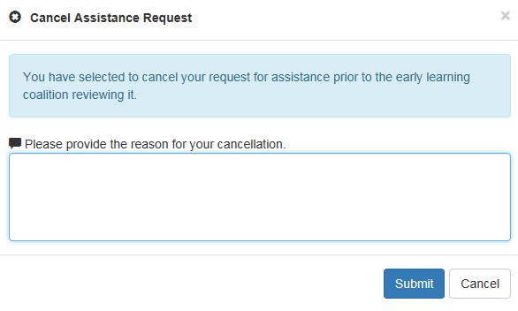 The Provider Portal user will not be able to edit the application once the request for assistance is submitted.