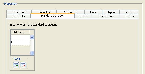 The Example 6211 Standard Deviation Click the Standard Deviation tab to specify one or more conjectured error standard deviations.