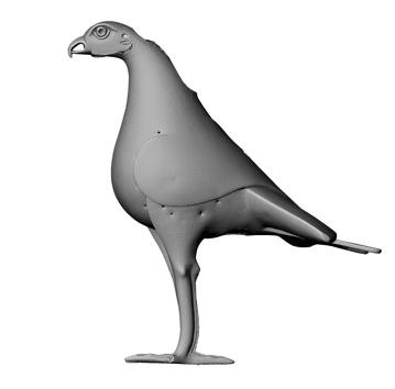 The resulting 3D digital model, visible in Figure 4, is well suited for a detailed study of the decoration and of the craftsmanship of the object. Figure 4: Images of the 3D model of the Lucca Falcon.