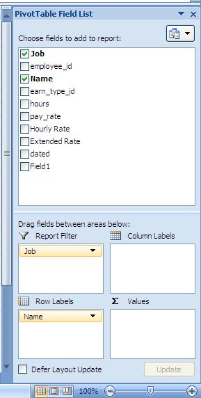 The Report Filter is the Header Criteria for the pivot table.