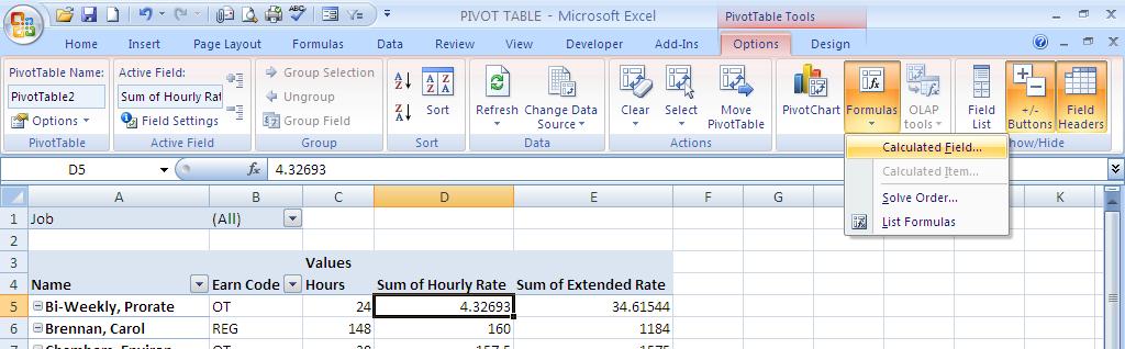 It is returning the SUM of all the values in the Hourly Rate column from the original data table.
