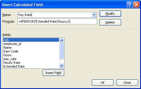 Select the Calculation in the dropdown menu in the insert Calculated Field dialog box.