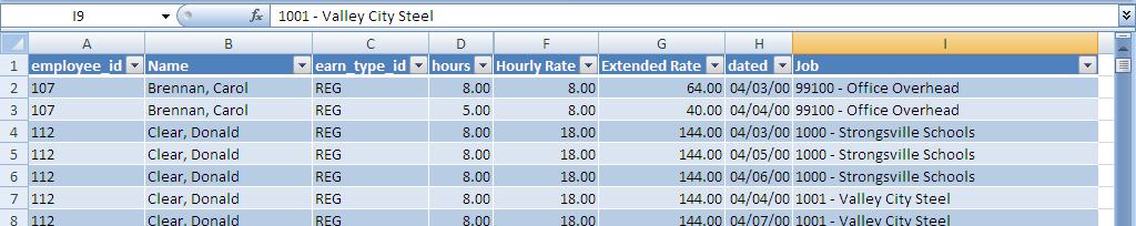 description Even though the query shows the Job in the first column, when the data is returned to Excel, you will notice that the new column is added to the end of