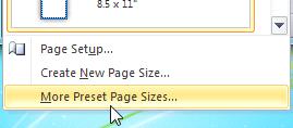 More page sizes To Change Page Orientation: 1.