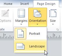2. Select Portrait orientation to make your publication taller than wide, or Landscape to make it wider than tall.