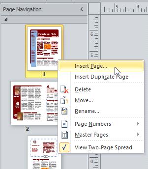 Inserting a new page 2. The Insert Page dialog box will appear.