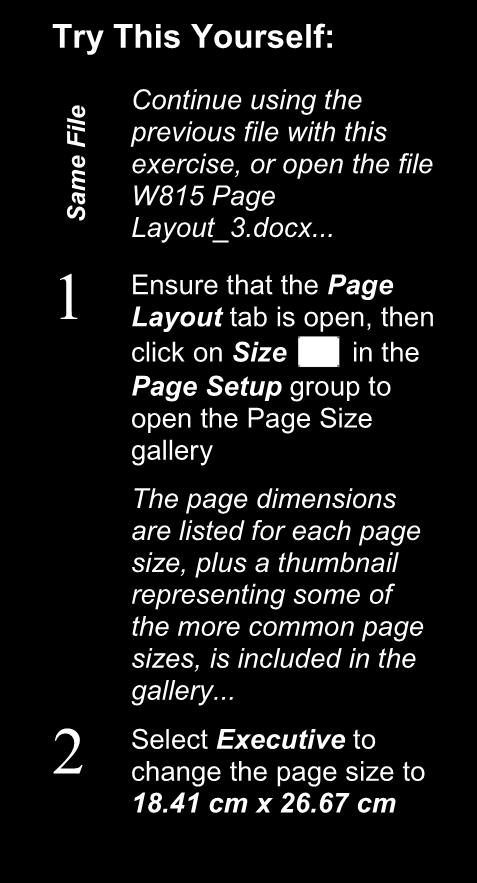 CHANGING PAPER SIZING Creating a document entails more than just typing the text.