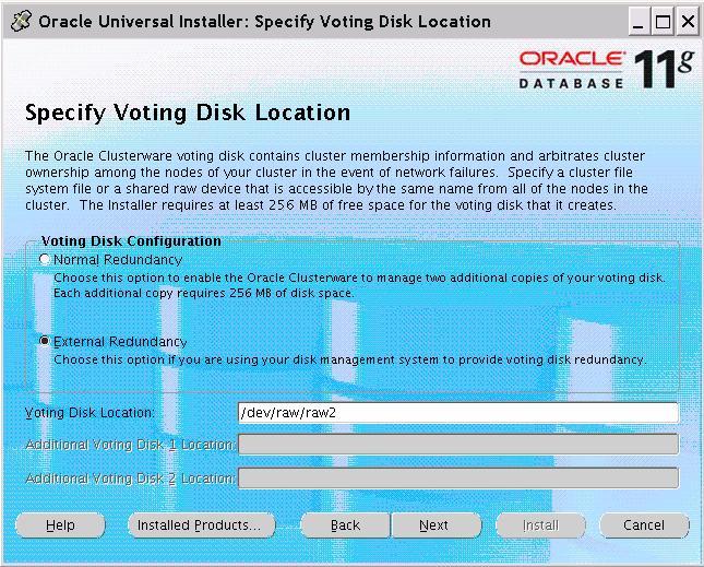 STEP 9 : SPECIFY VOTING DISK LOCATION.