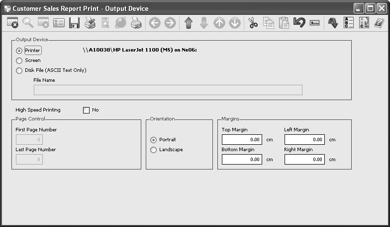 Attaché Supervisor 85 Figure 37 Customer Sales Report Print Output Device screen 5 If you want to use a printer other than the one displayed, choose Printer (F6) and select the desired printer from