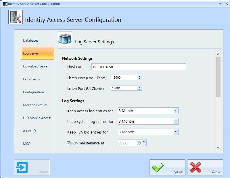 Click on the Log Server tab and enter the IPv4 address of the IA
