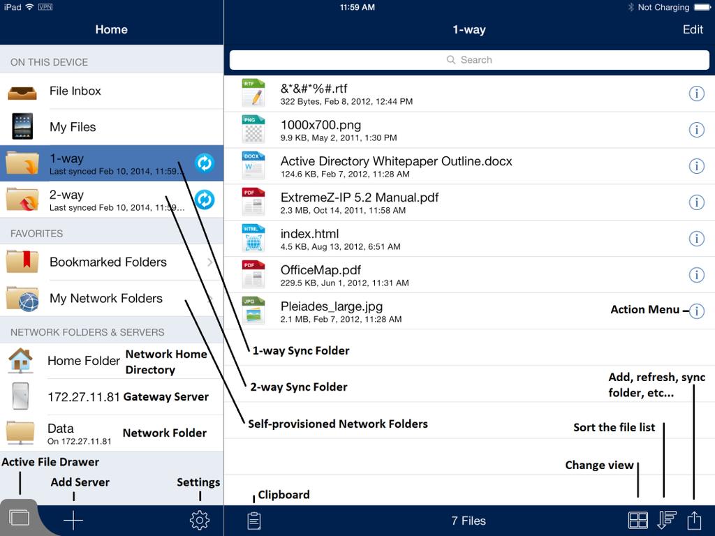 If your Access Mobile Client application is managed by a Acronis Access client management policy, this window may be missing some options that would normally be available when not managed.