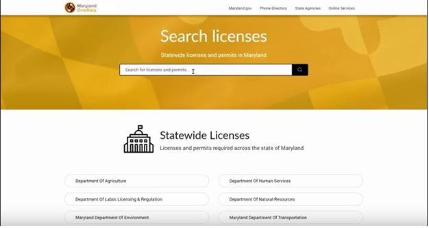 Maryland OneStop Statewide License Portal http://onestop.md.
