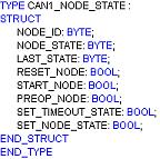 Example: CANx_MASTER_STATUS 27895 Slave information 27725 To be able to access the information of the individual CANopen nodes, an array for the corresponding structure must be generated.