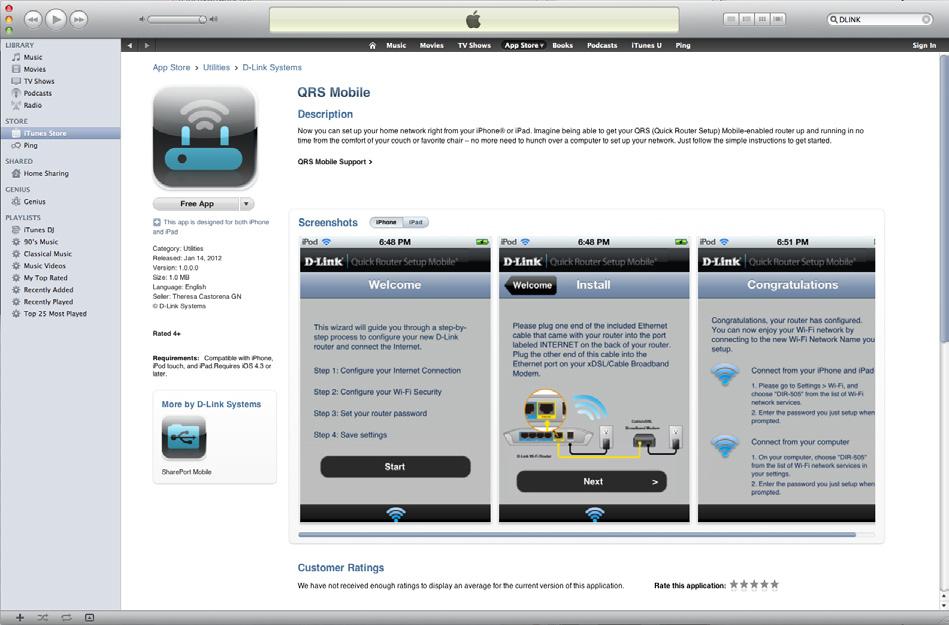 QRS Mobile App Set up the router using your ipad or iphone D-Link offers an app for your