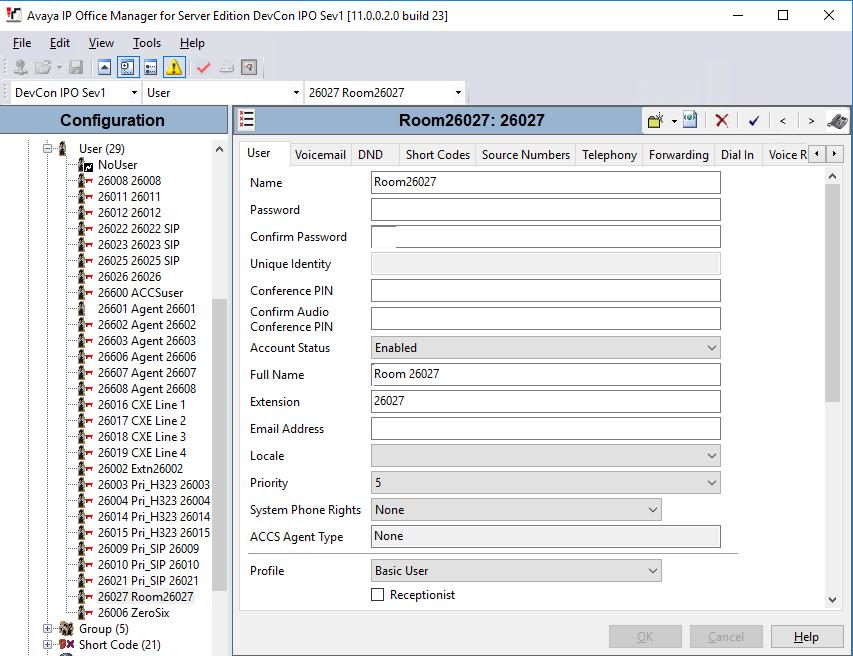 5.2. Administer misip User From the configuration tree in the left pane, navigate to DevCon IPO Sev1 User and right click on User and select New (not shown).