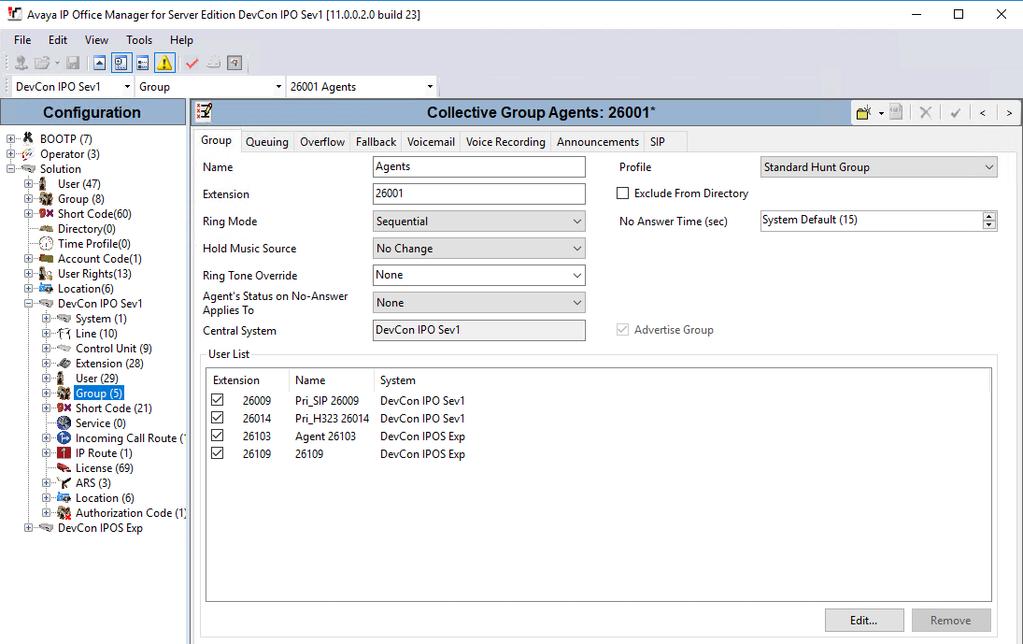 5.4. Administer Nurse Hunt Group From the configuration tree in the left pane, right-click on Group and select New from the popup list (not shown) to add a new hunt group.