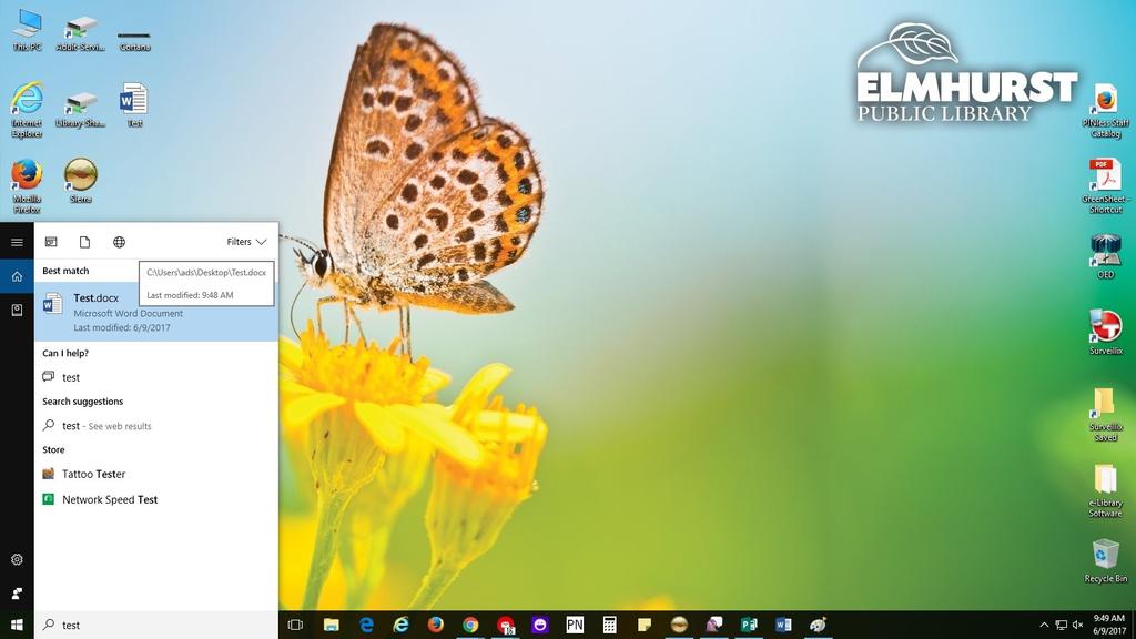 USING FILES Opening a File Now that we ve created our first file (the Word document named Test ), we will practice opening that file. To open that file, we first want to open the File Explorer.