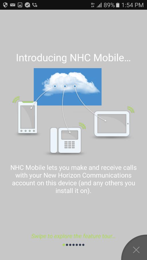 Get Acquainted After you log in, newvoice Mobile requests access to your contacts, and asks other setup questions. Respond as desired.