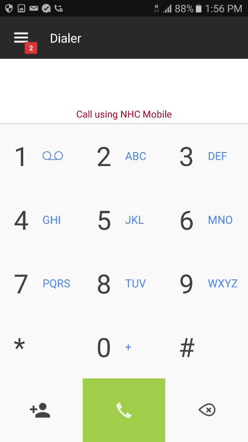 Dialer keypad To open the keypad, tap Dialer in the main menu. To place a call, enter the number from the keypad and tap Call. Note two icons below the keypad: Figure 3.