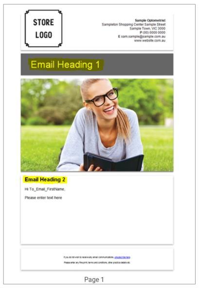 Step 5. Enter your email text Type in your email headings and the text for the body of your email. There is also the option to include terms and conditions, if relevant.