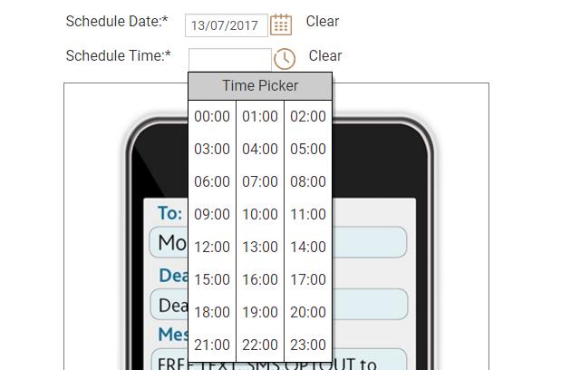 Simply select the date and time using the Calendar and Clock icons.