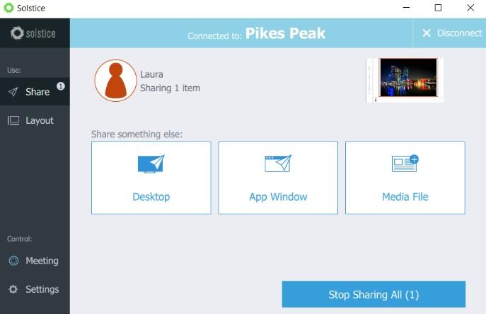 The sharing panel provides the user options for sharing different types of posts to the display. Not all sharing options are available on all devices.