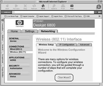 8. On the Wireless (802.11) Interface screen, click the Start Wizard button to start the Wireless Configuration Wizard. English 9.
