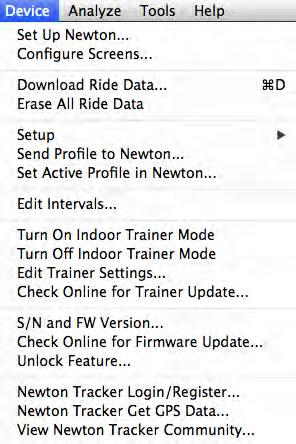 DEVICE MENU Device/Set Up Newton This is an important command that makes Newton setup easy and fast.