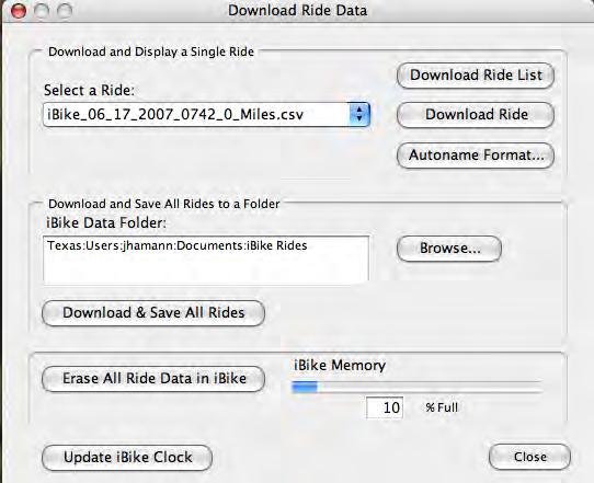 The process above allows you to select and display one ride at a time.