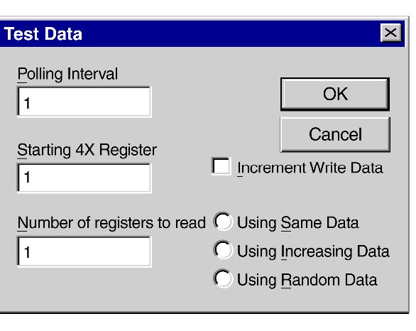 A pass/fail counter is used to display the number of times the data written is read correctly. Test Function and Options Click Messages Test Data to access the test option.