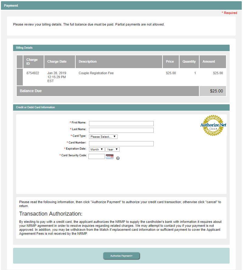 The Payment screen displays the Couple Registration Fee.