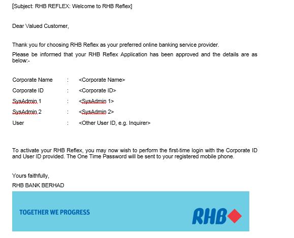 2. Accessing Reflex User may make a copy of the letter for safe keeping/ record purposes. Sample of Welcome Letter 2.