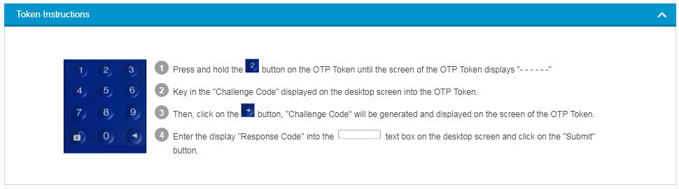 box 15. User may click on button to expand the token instruction section. 16.